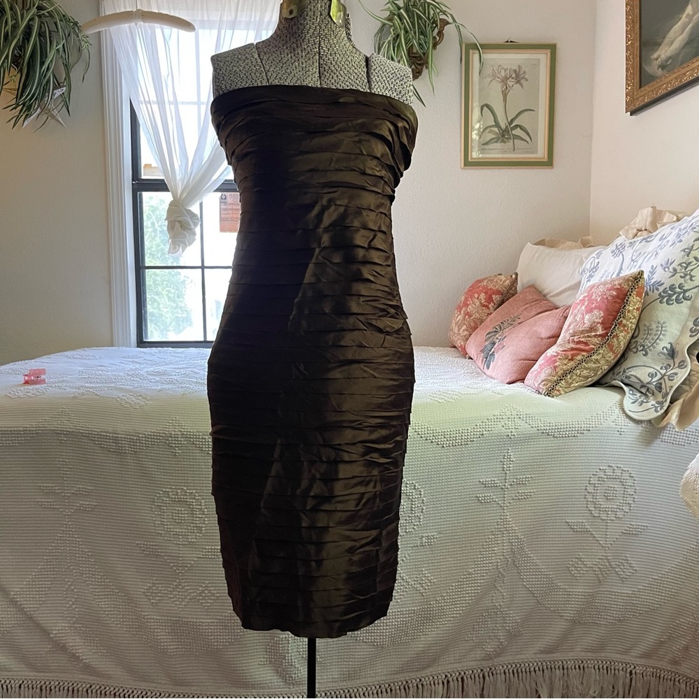 Nicole Miller strapless pleated dress